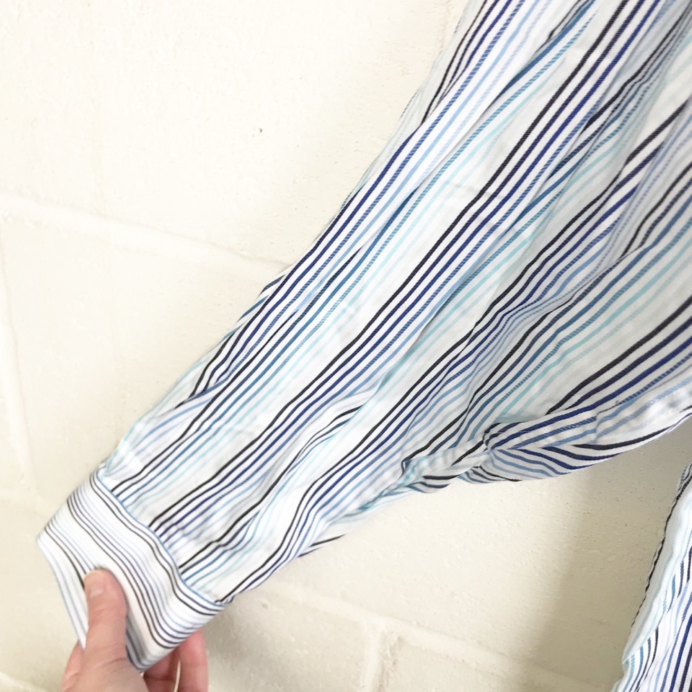 Thomas Dean 100% Pima Cotton Stripe Button Down - Picture 7 of 8